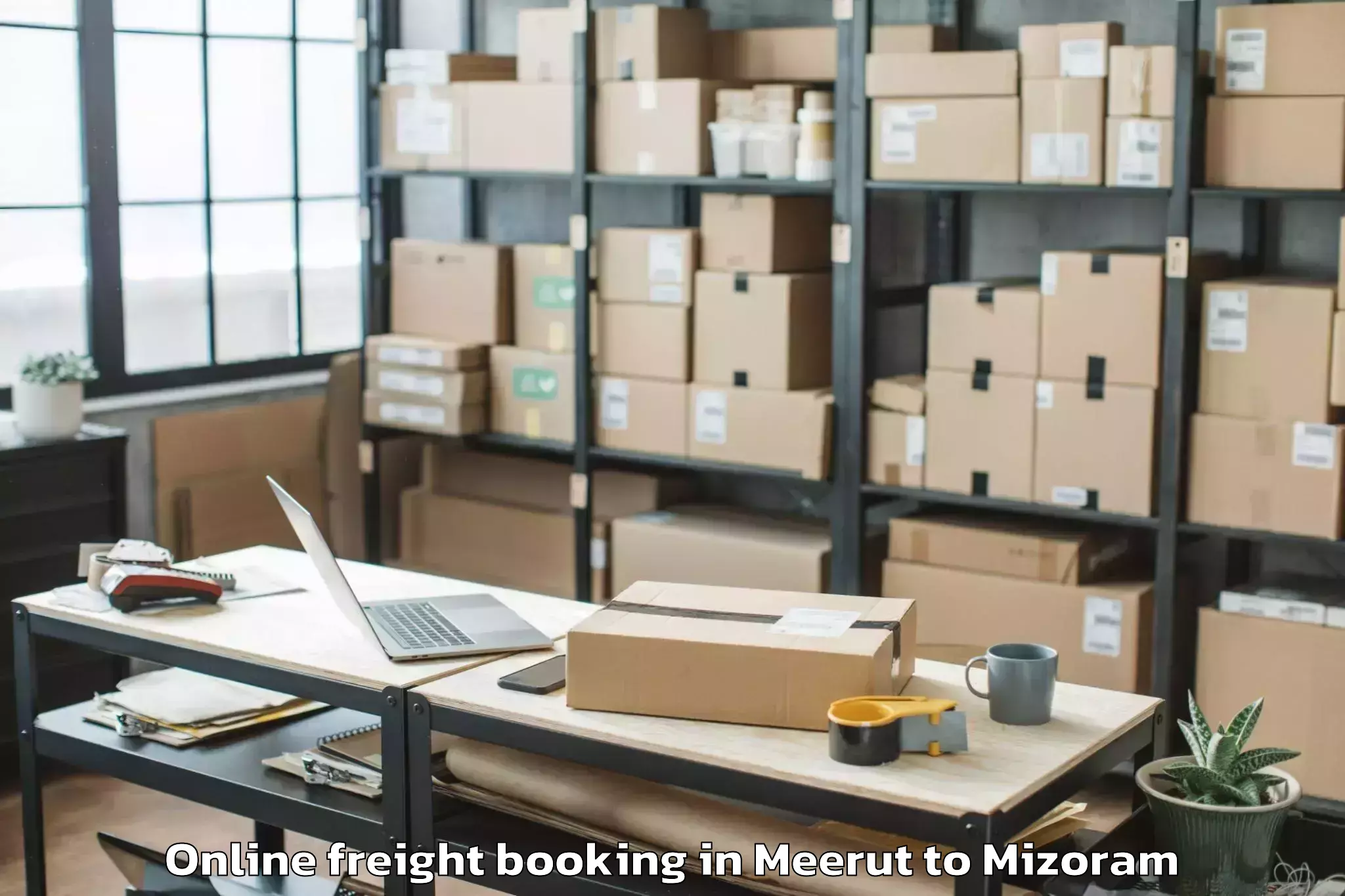 Top Meerut to Khawzawl Online Freight Booking Available